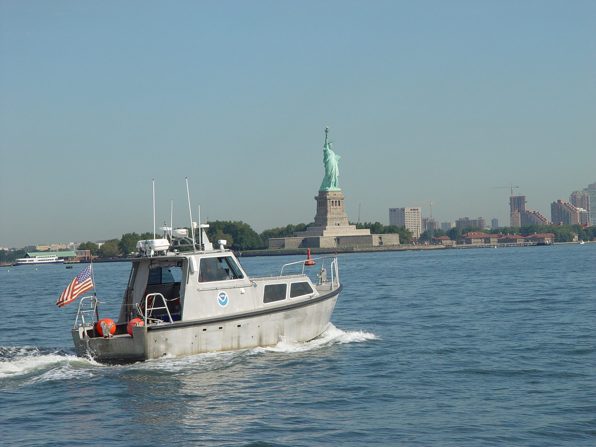 A hydrographic survey launch from the NOAA Ship Thomas Jefferson in New York Harbor. Image credit:NOAA