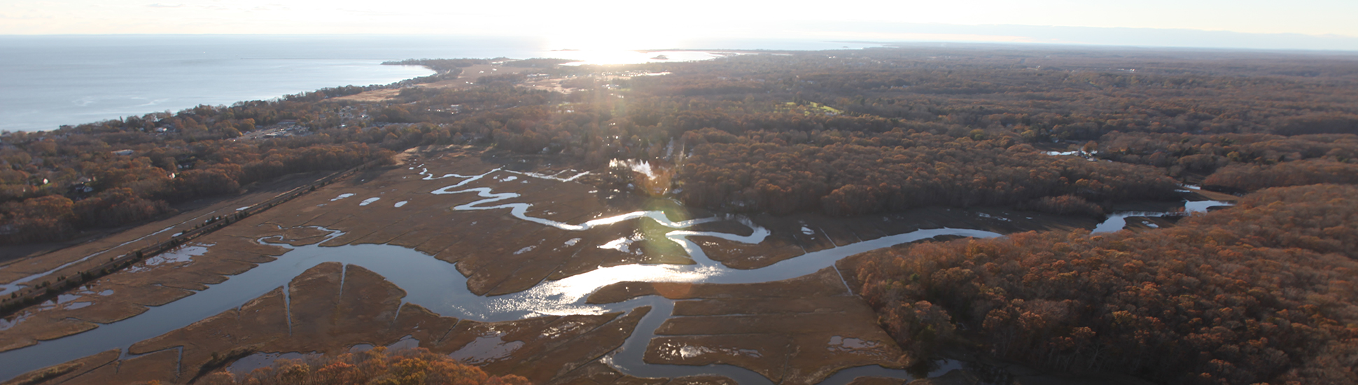 An aerial view of a meandering marsh channel at McKinney Wildlife Refuge. Credit USFWS