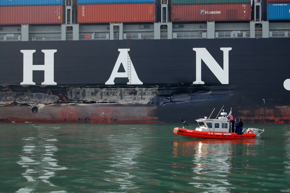 An approximate 100-foot gash in the hull of the vessel resulted in a 53,000 gallon fuel oil spill.