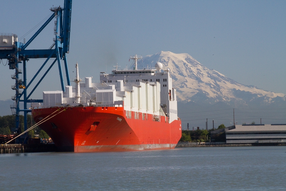 Freighter at the Port of Tacoma in Commencement Bay