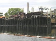 The former coal tar processing facility pier. Photo by Alan Fowler of BBL inc.