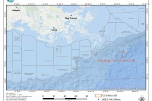 nautical map location of the MC209 pipeline spill in the Gulf of Mexico.